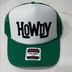 HOWDY Green and White Trucker Hat